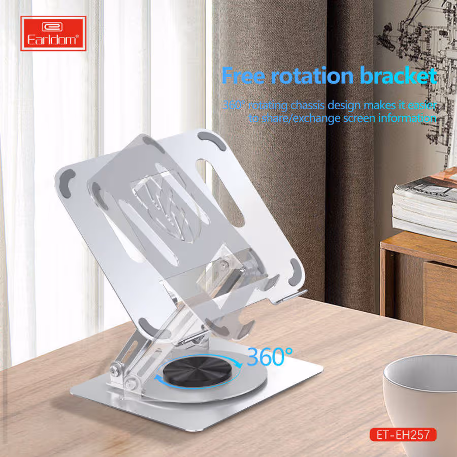 file_51716605375462_pBOuyxxGR Support Ordinateur Portable Rotatif 360° Earldom EH257 en Aluminium – Image 5