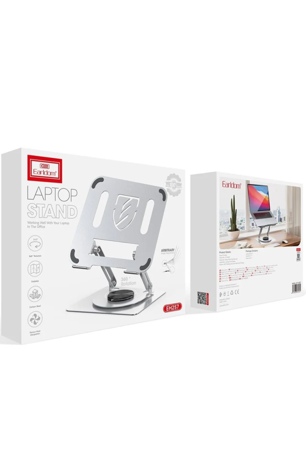 support Support Ordinateur Portable Rotatif 360° Earldom EH257 en Aluminium – Image 2